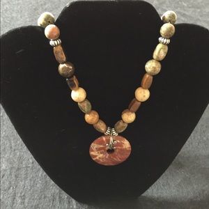 Celtic natural stone necklace silver bail & clasp